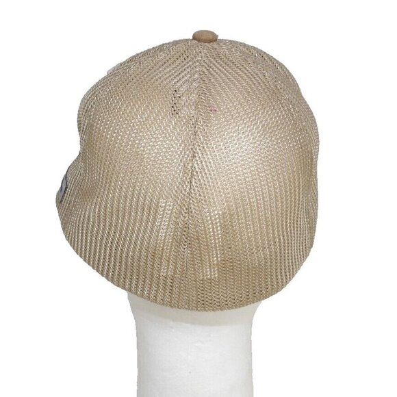 COLUMBIA light brown, tan Flexfit baseball hat, cap with flag & trees S/M 22-23" - Picture 4 of 5